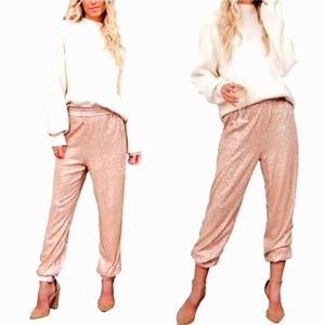 GILLIAN SHIMMER JOGGERS BY SATURDAY/SUNDAY ANTHROPOLOGIE PINK/ROSE SIZE XS NWT